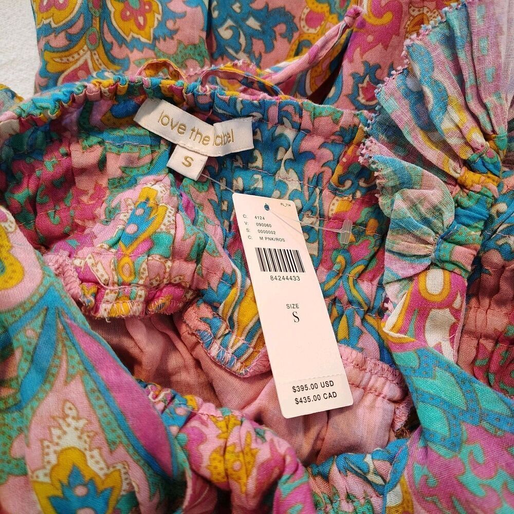 Love The Label Paisley Wide Leg Jumpsuit S Anthropologie Tie Front NWT Ruffle - Picture 7 of 10